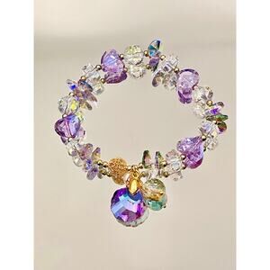 Purple Swarovski Beaded Bracelet